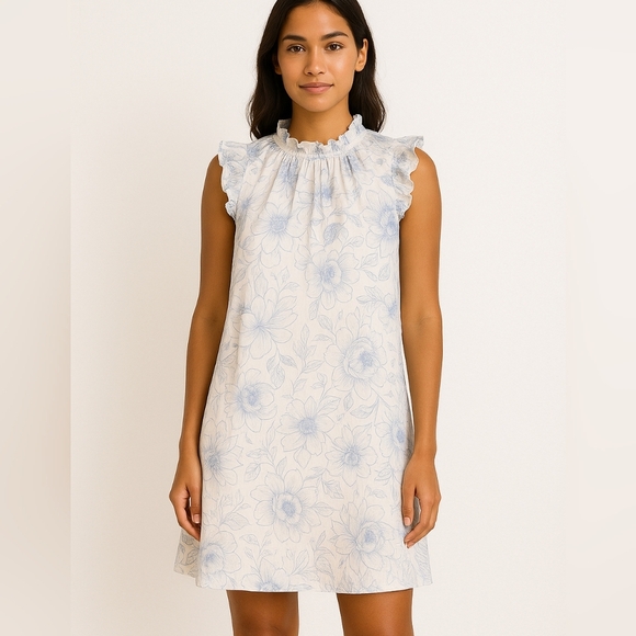 Joie Women's Eyelet Ruffle Floral Print Sundress Feminine Mini Dress Size M. - Picture 1 of 16